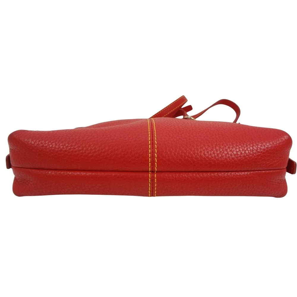 Dooney & Bourke Red Pebbled Leather Crossbody Bag with‎ Contrast Stitching